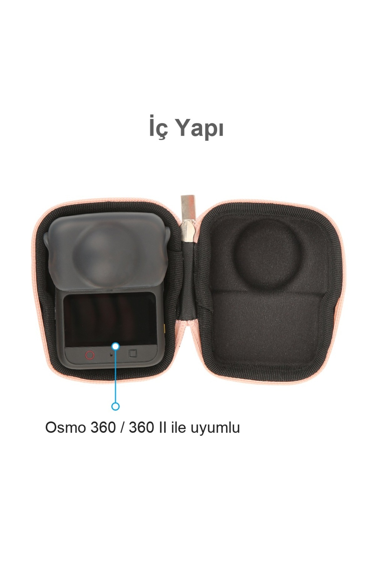 DJI Osmo 360 / 360 II Uyumlu Mini Sert Saklama Çantası Karabinalı Taşıma Kutusu - Görsel 2