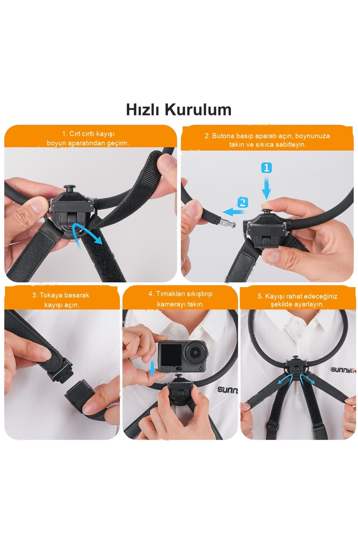DJI Osmo Nano / Osmo Action 6 Uyumlu Manyetik Boyun Braketi POV Askı Göğüs Kayışlı - Görsel 2