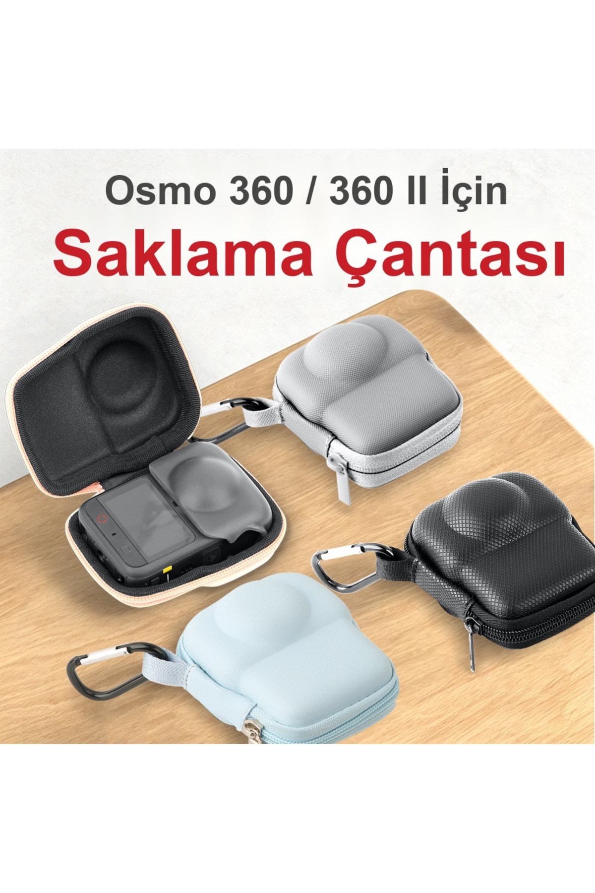 DJI Osmo 360 / 360 II Uyumlu Mini Sert Saklama Çantası Karabinalı Taşıma Kutusu