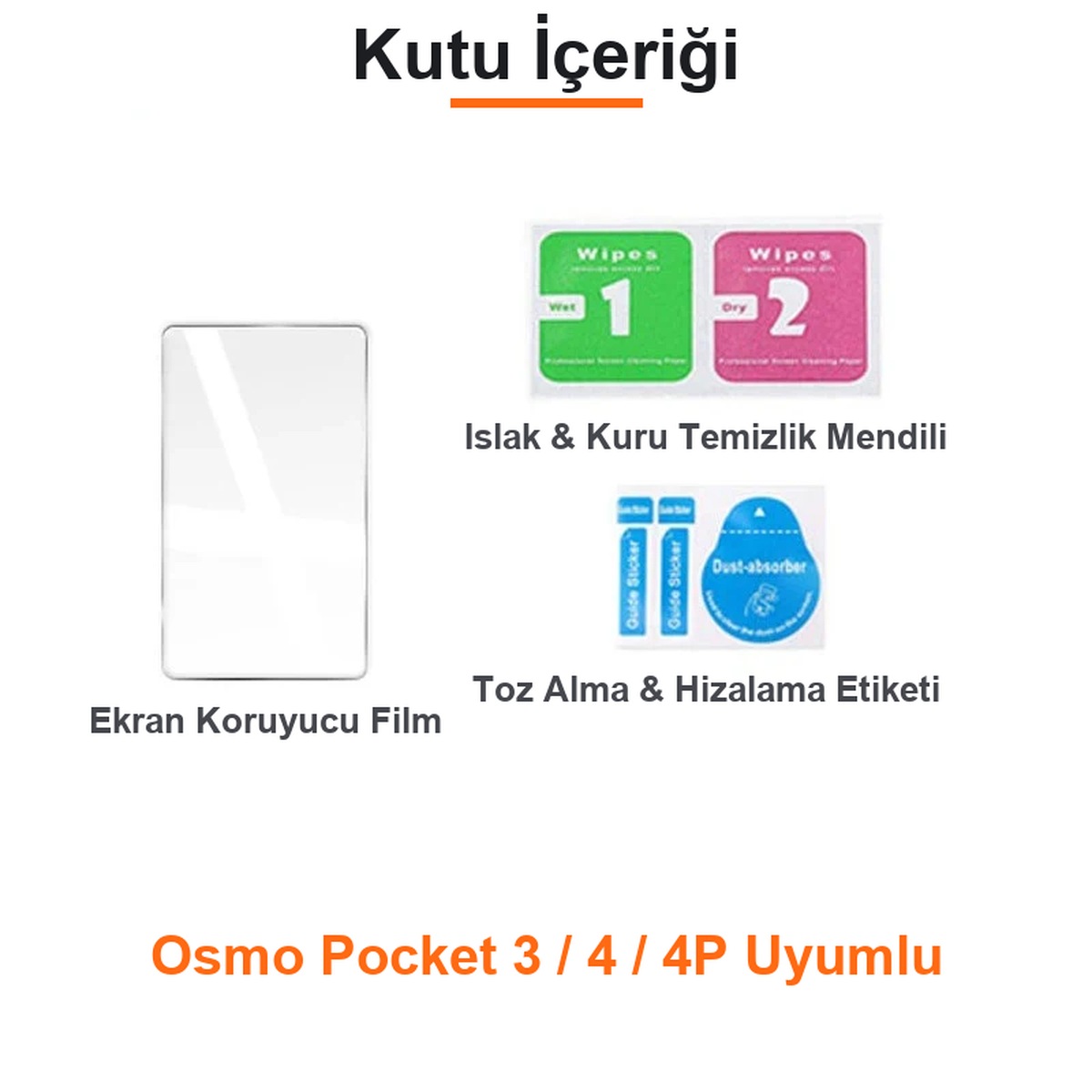 DJI Osmo Pocket 3 / 4 / 4P Uyumlu Ekran Koruma Filmi Şeffaf