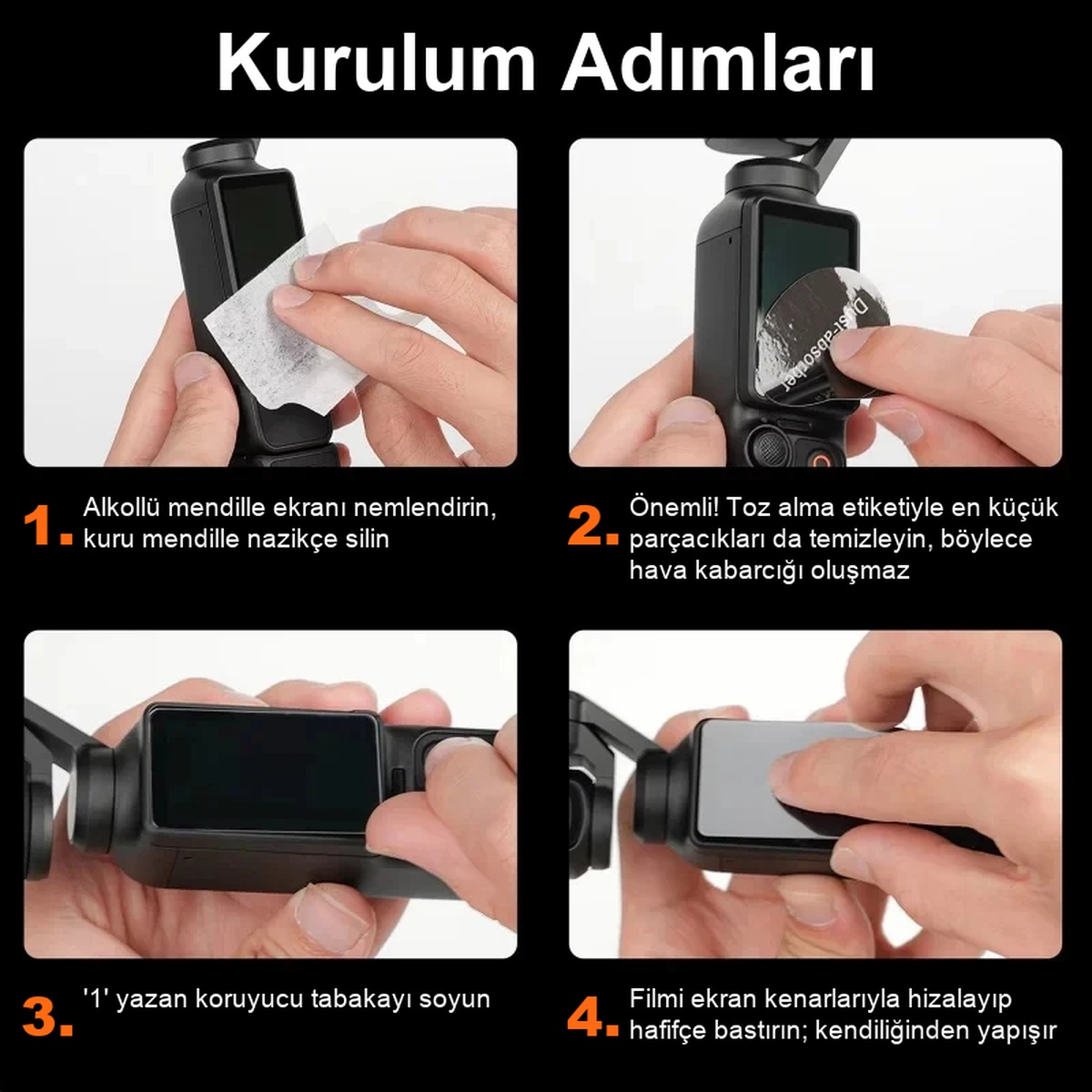 DJI Osmo Pocket 3 / 4 / 4P Uyumlu Ekran Koruma Filmi Şeffaf