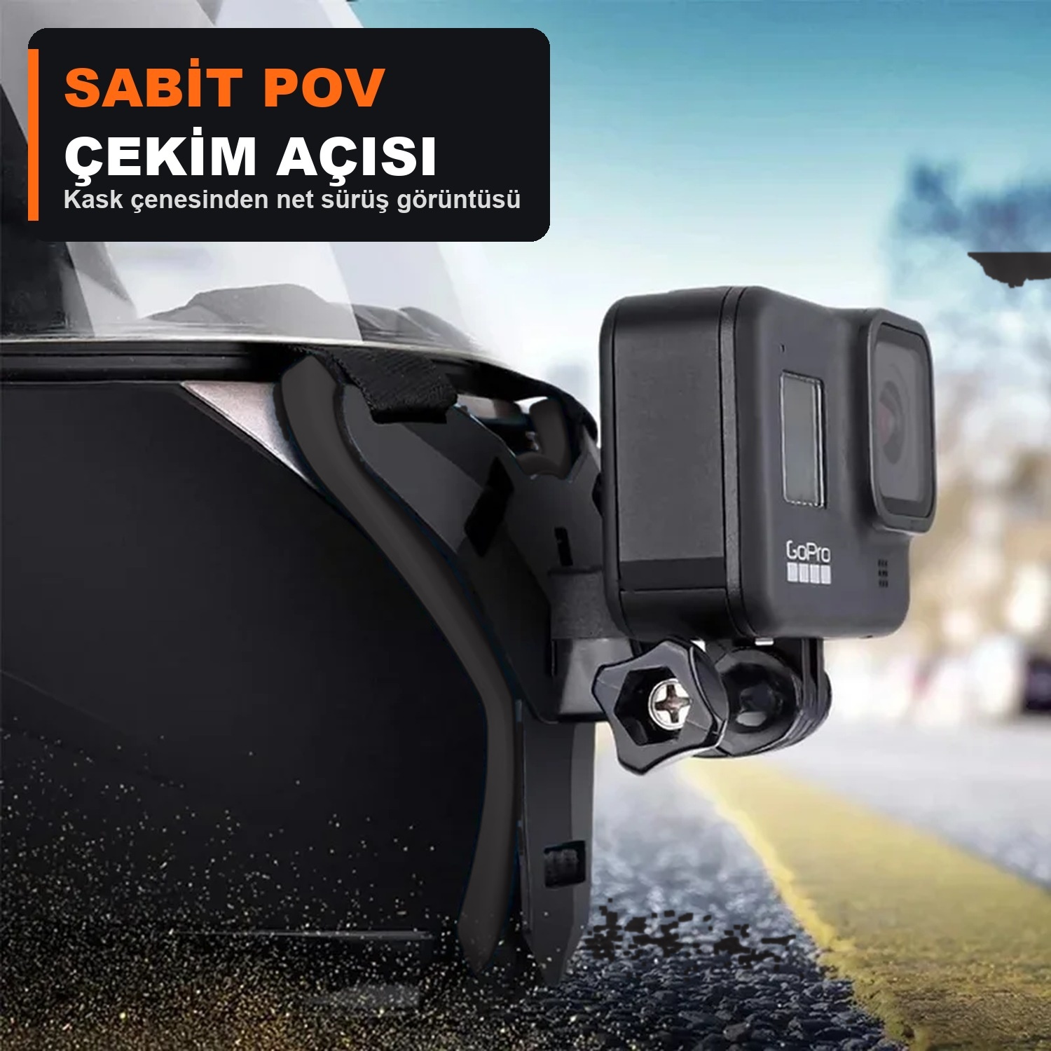 GoPro Hero 13 / DJI Osmo Action 6 / Insta360 Uyumlu Motosiklet Kask Çene Montaj Aparatı Jaw Mount Siyah - Görsel 2