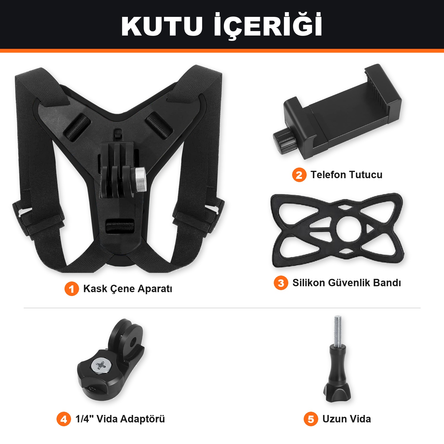 GoPro Hero 13 / DJI Osmo Action 6 / Insta360 Uyumlu Motosiklet Kask Çene Montaj Aparatı Jaw Mount Siyah - Görsel 8