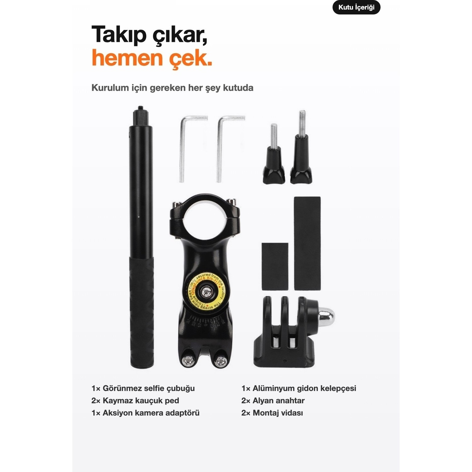 Görünmez Selfie Çubuğu Gidon Montaj Kiti 114 cm Motosiklet Bisiklet - Insta360 X5 X4 X3 Uyumlu - Görsel 3